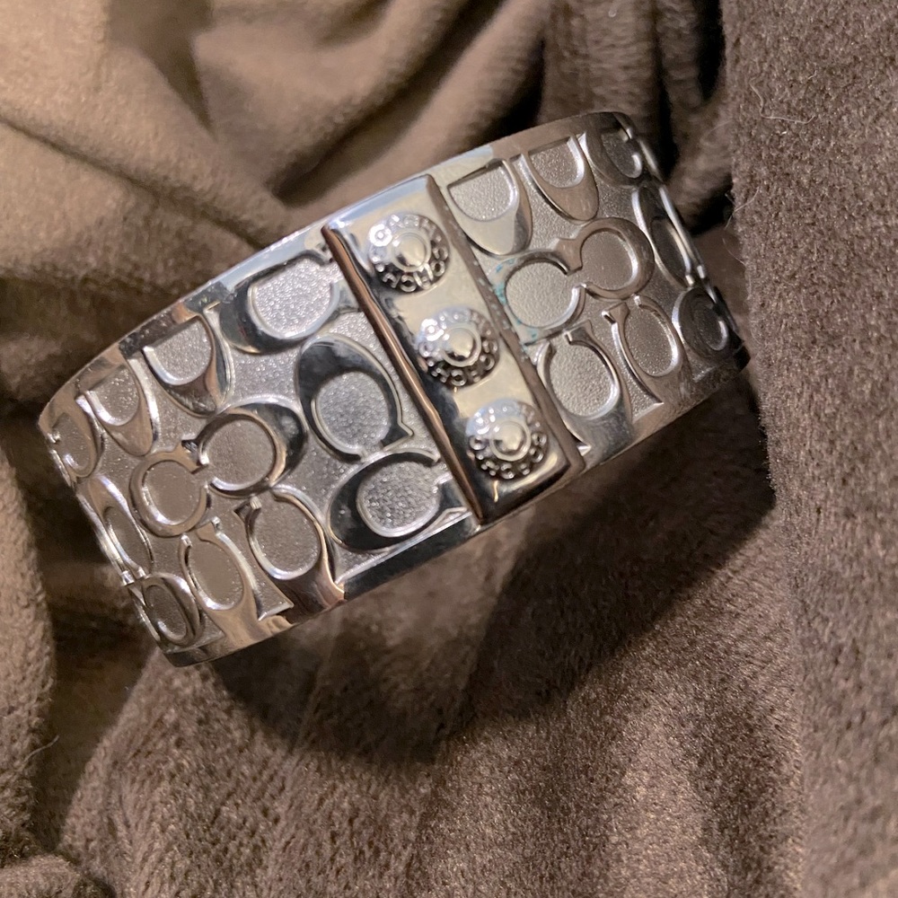 Coach signature cuff/bangle bracelet in silver
